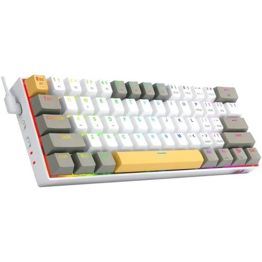 Redragon K530 Draconic RGB Pro 60% Wireless 2.4GHz / Bluetooth / Wired 3-Mode 61 Keys Compact Mechanical Gaming Keyboard – Brown Switches (Model K530-YL&WT&GY-RGB-PRO)