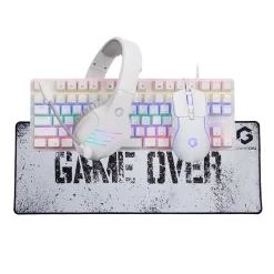 GAMEON VIPER XA All-In-One Arctic Series Gaming Bundle – Mechanical Keyboard, Headset, Mouse & Mousepad with RGB Lighting Effects, Blue Switches, 7200 DPI, Immersive Sound, Ergonomic Design (Model GO-VIPER-XA)