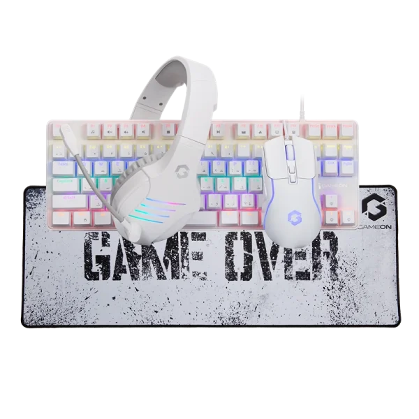 GAMEON VIPER XA All-In-One Arctic Series Gaming Bundle – Mechanical Keyboard, Headset, Mouse & Mousepad with RGB Lighting Effects, Blue Switches, 7200 DPI, Immersive Sound, Ergonomic Design (Model GO-VIPER-XA)