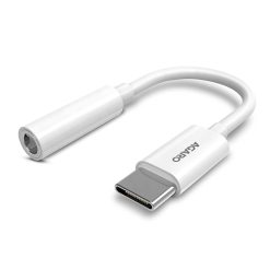 Type C to 3.5mm USB Type C Female AUX Jack Audio Converter – For Headphone, Charging Adapter, White