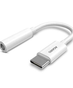 Type C to 3.5mm USB Type C Female AUX Jack Audio Converter – For Headphone, Charging Adapter, White