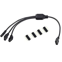 12V 4-Pin RGB Splitter Cable - LED Strip Connector, 1 to 4 Extension Cable for 5050 LED Tape Light and Computer Fan Motherboard (5-12V)