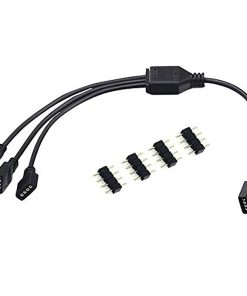 12V 4-Pin RGB Splitter Cable - LED Strip Connector, 1 to 4 Extension Cable for 5050 LED Tape Light and Computer Fan Motherboard (5-12V)
