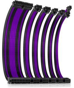 Antec Power Supply Sleeved Cable Kit, 24pin ATX, 4+4pin EPS, 8-pin PCI-E, 6pin PCI-E, 30cm Length with Combs – Purple-Black