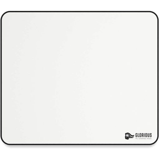 Glorious Large Gaming Mouse Pad – 11"x13" Size, for Desk, Rubber Base, Computer, Stitched Edges, White | GW-L
