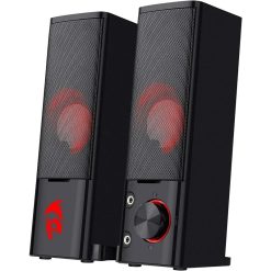 Redragon GS550 Orpheus PC Gaming Speakers, 2.0 Channel Stereo Sound Bar with Compact Design, USB Powered, Red LED Backlit, 3.5mm Audio Jack – Model RED-GS550