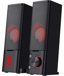 Redragon GS550 Orpheus PC Gaming Speakers, 2.0 Channel Stereo Sound Bar with Compact Design, USB Powered, Red LED Backlit, 3.5mm Audio Jack – Model RED-GS550