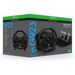 Logitech G923 Racing Wheel and Pedals for XBOX and PC – Featuring TRUEFORCE Up to 1000 Hz Force Feedback, Dual Clutch Launch Control, Genuine Leather Wheel Cover | 941-000156