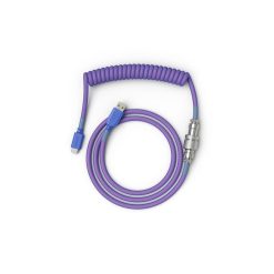 Glorious Coiled USB Type-C Keyboard Cable – Artisan Braided, Tight Springy Coils, 5-Pin Aviator Detachable Connector, Plastic Molded USB Housing, 90° Cable Orientation, 1.3M, Nebula | GLO-CBL-COIL-NEBULA