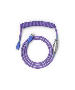 Glorious Coiled USB Type-C Keyboard Cable – Artisan Braided, Tight Springy Coils, 5-Pin Aviator Detachable Connector, Plastic Molded USB Housing, 90° Cable Orientation, 1.3M, Nebula | GLO-CBL-COIL-NEBULA