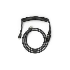 Glorious Coiled USB Type-C Keyboard Cable – Artisan Braided, Tight Springy Coils, 5-Pin Aviator Detachable Connector, Plastic Molded USB Housing, 90° Cable Orientation, 1.3M, Black | GLO-CBL-COIL-BLACK