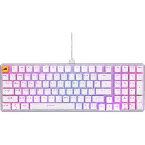 Glorious GMMK 2 TKL Wired Mechanical Keyboard – 96% Layout, Fox Linear Switches, Hot Swappable, CNC Aluminum Top Frame, RGB LED Backlighting, Arabic Layout, USB-C, White | GLO-GMMK2-96-FOX-W-AR