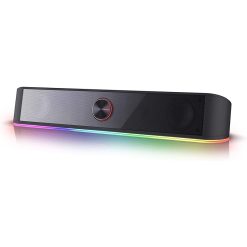 Twisted Minds RGB 2.0 Desktop Soundbar, 2.0 Channel Computer Speaker with Dynamic Lighting Bar, Audio-Light Sync/Display, Touch-Control Backlit with Volume Knob, USB Powered w/ 3.5mm Cable