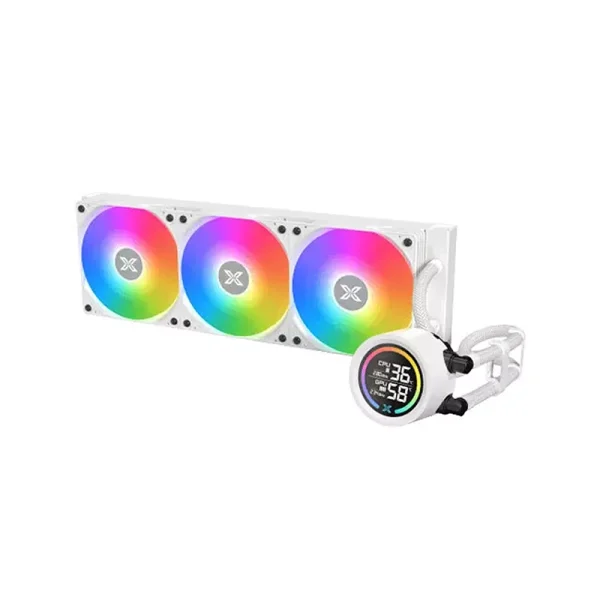Xigmatek LK 360 Digital Arctic – WH AIO, Digital LCD Pump Head & 360mm PWM Fan, Mini ARGB Controller, Intel & AMD Mounting Kit - White