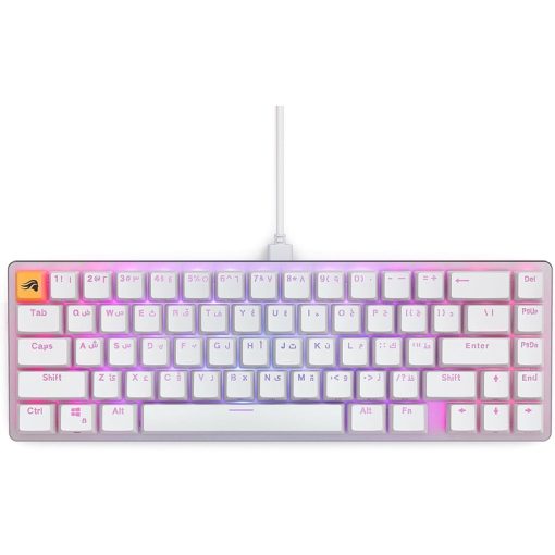 Glorious GMMK 2 TKL Wired Mechanical Keyboard – 65% Layout, Fox Linear Switches, Hot Swappable, CNC Aluminum Top Frame, Dynamic RGB LED Backlighting, Arabic Layout, USB-C Connectivity, Sleek White Design | GLO-GMMK2-65-FOX-W-AR