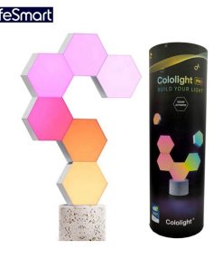 Lifesmart Cololight Pro – 6 Pack Starter Kit with Stone Base, WiFi Color Changing LED Lights, Apple/Siri/Alexa/Google Assistant Compatible, Music Sync, Flexible Design, 16 Million Colors, Energy Saving | LS166A6