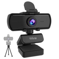Fifine 2K Webcam 1440P – Computer Web Camera with Privacy Cover & Tripod, Plug & Play 4MP HD USB PC Webcam, Built-in Dual Mic for Streaming, Recording, Video Calling, High-Resolution Clarity