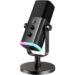 FIFINE XLR/USB Dynamic Microphone for Podcast Recording – PC Gaming Streaming Mic with RGB Light, Mute Button, Headphones Jack, Desktop Stand, Vocal Mic for Singing, YouTube Compatible | AmpliGame AM8