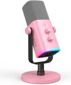 FIFINE AmpliGame AM8P USB/XLR Stand-Alone Microphone – Uni-Directional Dynamic Mic, Supports PC/PS4/PS5, Mute Button, RGB Lighting, Volume Control, Headphone Terminal, Audio Mixer Compatible