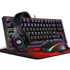 Redragon K552-BB Mechanical Gaming Keyboard and Mouse Combo, Large Mouse Pad, and PC Gaming Headset with Mic – 4 in 1 Bundle