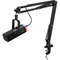 FIFINE XLR/USB Gaming Microphone Set – Dynamic PC Mic for Streaming and Podcasting, RGB Mic Kit with Boom Arm Stand, Mute Button, Headphones Jack, for Recording Vocal and Voice-Over | AmpliGame AM8T