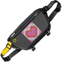 Divoom Pixel Art LED Daypack Sling Bag - Customizable Animation Screen, 4.7-inch Screen, App Control, Waterproof, Soft Rubber Grip Handle, Black | 90100058180
