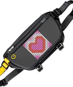 Divoom Pixel Art LED Daypack Sling Bag - Customizable Animation Screen, 4.7-inch Screen, App Control, Waterproof, Soft Rubber Grip Handle, Black | 90100058180
