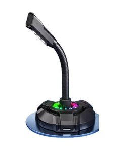HP DHP-1100C Desktop Microphone with Vibrant Colorful Lighting – Enhanced Sound Clarity for Streamers, Gamers, and Professionals