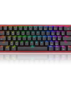 Redragon Fizz Pro K616-RGB Ultra-Portable Wired/Wireless RGB Mechanical Gaming Keyboard - 61 Keys, Hot-Swappable Red Switch, Bluetooth & 2.4G Connectivity, 20 Backlight Modes, Black | K616-RGB