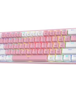 Redragon K617 Fizz 60% Wired RGB Gaming Keyboard - 61 Keys, Hot-Swappable Compact Mechanical Keyboard with White and Pink Keycaps, Linear Red Switch, Pro Driver/Software Supported