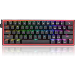 Redragon K617 Fizz 60% Wired RGB Gaming Keyboard - 61 Keys Compact Mechanical Keyboard with Linear Red Switch, Pro Driver/Software Supported, Black