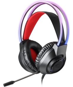 Redragon H231 Scream Wired Gaming Headset – Stereo Surround Sound, 40mm Drivers, Leather Foam Ear Pads, Noise-Canceling Microphone, Multi-Platform Compatible for PC, PS4/5, NS, Xbox One – Black