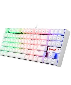Redragon K552W-RGB 60% Mechanical Gaming Keyboard – Compact 87-Key, USB Wired, Cherry MX Blue Equivalent Switches, White RGB Backlit for Windows PC Gamers
