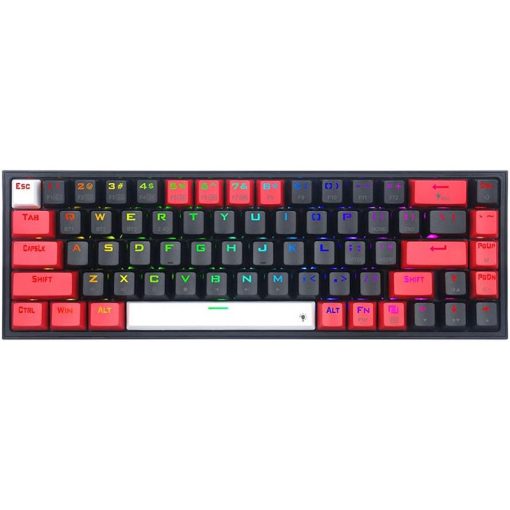 Redragon K631 Castor 65% Wired RGB Gaming Keyboard – 68 Keys, Hot-Swappable, Compact Mechanical with 100% Hot-Swap Socket, Free-Mod Plate Mounted PCB, Dedicated Arrow Keys, Quiet Red Linear Switch