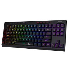 Redragon K596 Vishnu 2.4G Wireless/Wired RGB 87 Keys TKL Compact Mechanical Gaming Keyboard – 2400mAh Battery, 10 Built-in Macro Keys, Wrist Rest, 10 Hours Playtime, Red Switches