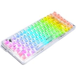 Redragon K649 PRO 78% Wireless Gasket RGB Gaming Keyboard – 3-Modes, 82 Keys, Full-Transparent Mechanical with Hot-Swap Socket, 5 Noise Dampening Layers, Translucent Custom Switch