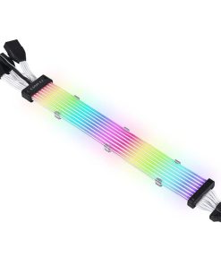 Lian Li Strimer Plus V2 RGB Cable, 12+4Pin to 3x8Pin, 335mm, Addressable ARGB, 8 Light Guides, 3-Pin Motherboard Compatibility – Black