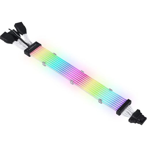 Lian Li Strimer Plus V2 RGB Cable, 12+4Pin to 3x8Pin, 335mm, Addressable ARGB, 8 Light Guides, 3-Pin Motherboard Compatibility – Black