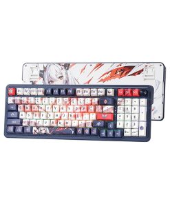 Redragon K686 PRO 98 Keys Wireless Gasket RGB Gaming Keyboard – 3-Mode, Win/Mac Mechanical, 5-Layer Noise Dampening, Dedicated Knob Control, Hot-Swap Linear Red Switch – Blue Himmel Color