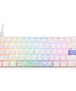 DUCKY One 3 Classic RGB LED Mini 60% Gaming Keyboard – True PBT Double-Shot Keycaps, Solid Stance, Cherry MX-Red Switches, USB-C Port, White (Model DKON2161ST-RUSPDPWWWSC1)