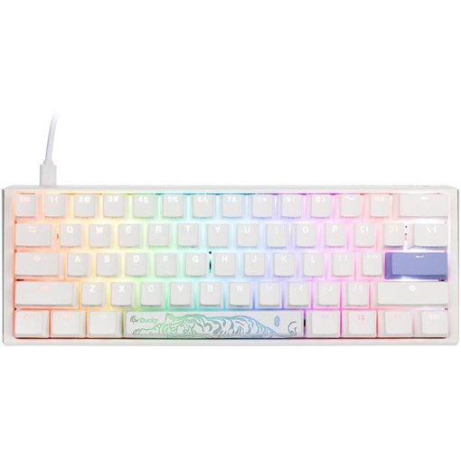 DUCKY One 3 Classic RGB LED Mini 60% Gaming Keyboard – True PBT Double-Shot Keycaps, Solid Stance, Cherry MX-Red Switches, USB-C Port, White (Model DKON2161ST-RUSPDPWWWSC1)