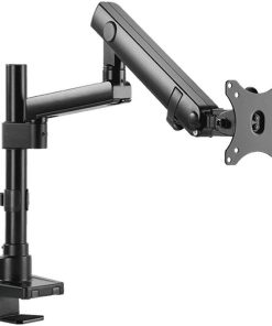 Twisted Minds Single Monitor Aluminum Slim Pole Mounted Spring Assisted Arm – Detachable VESA Plate Design, Smooth Arm Insertion (Model TM-20-C06P)