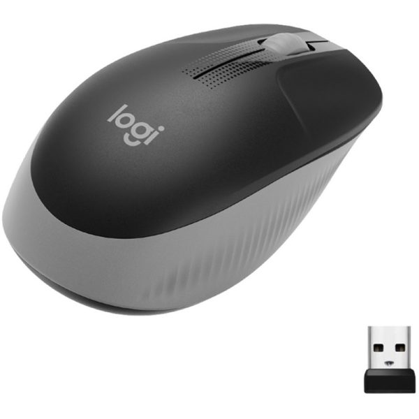 Logitech M190 Wireless Mouse – Full Size Ambidextrous Curve Design, 18-Month Battery, Power Saving Mode, Precise Cursor Control & Scrolling, Wide Scroll Wheel, Thumb Grips, Mid Grey (Model 910-005906)