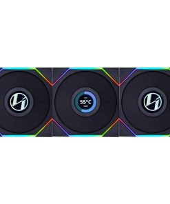 Lian Li UNI FAN TL LCD 120 RGB – 3-Pack, Black, Includes Controller (Model 12TLLCD3B)