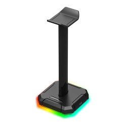 Redragon Scepter PRO HA300 Tabletop Headphone Stand with 10 RGB Lighting Modes and 4 USB Ports