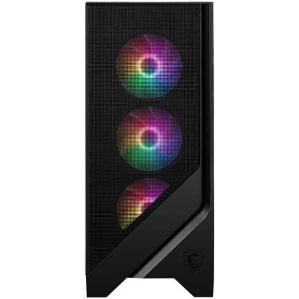 MSI MAG Forge 120A Airflow ATX Mid Tower Case – 6x Pre-Installed Case Fans, Up to 240mm Radiator Support, 2.5" / 3.5" Drive Bays, Tempered Glass Window, Mesh Panel, Black (Model 306-7G23A21-809) - Image 2