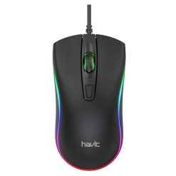 Havit MS72 Wired Gaming Mouse on a gaming desk setup