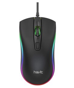 Havit MS72 Wired Gaming Mouse on a gaming desk setup