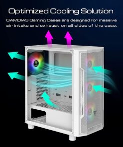 GAMDIAS Athena M6 LITE White Gaming PC Case with ARGB Lighting