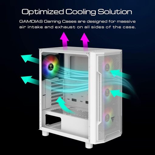 GAMDIAS Athena M6 LITE White Gaming PC Case with ARGB Lighting